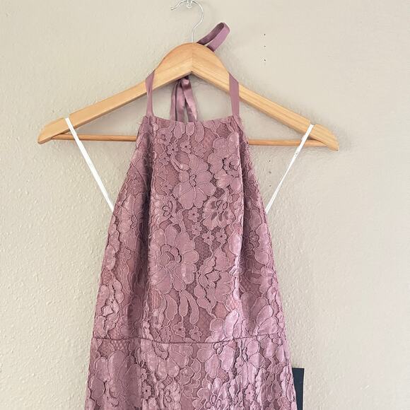 NEW Lulu’s Every Memory Mauve Lace Halter Maxi Dress - Picture 3 of 9